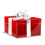 Red Gift Box with White Bow and Ribbon